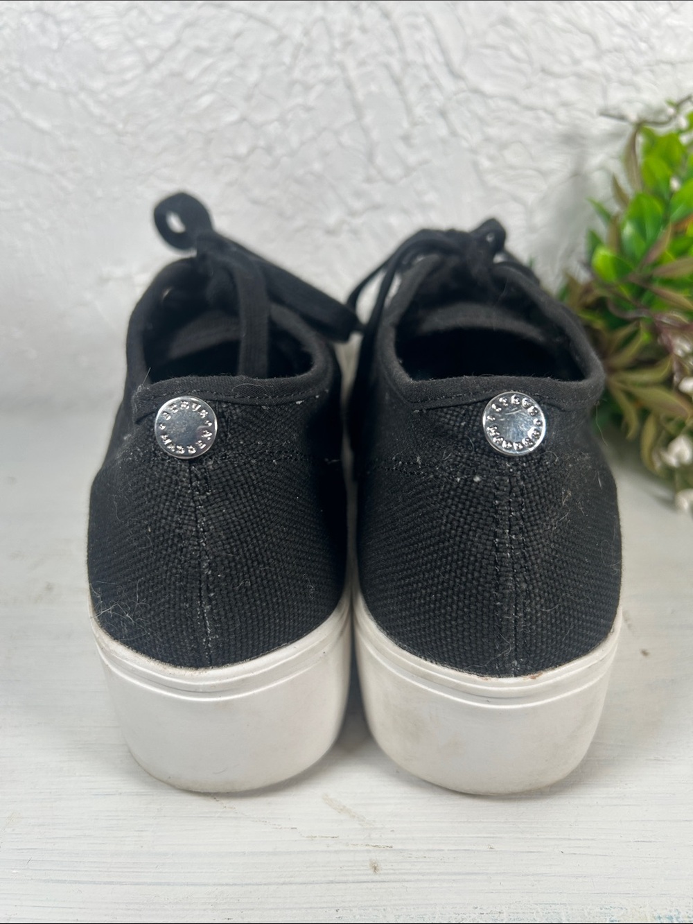 Steve Madden Platform Black Canvas Lace-Up Sneakers Size 7.5 - Picture 8 of 15